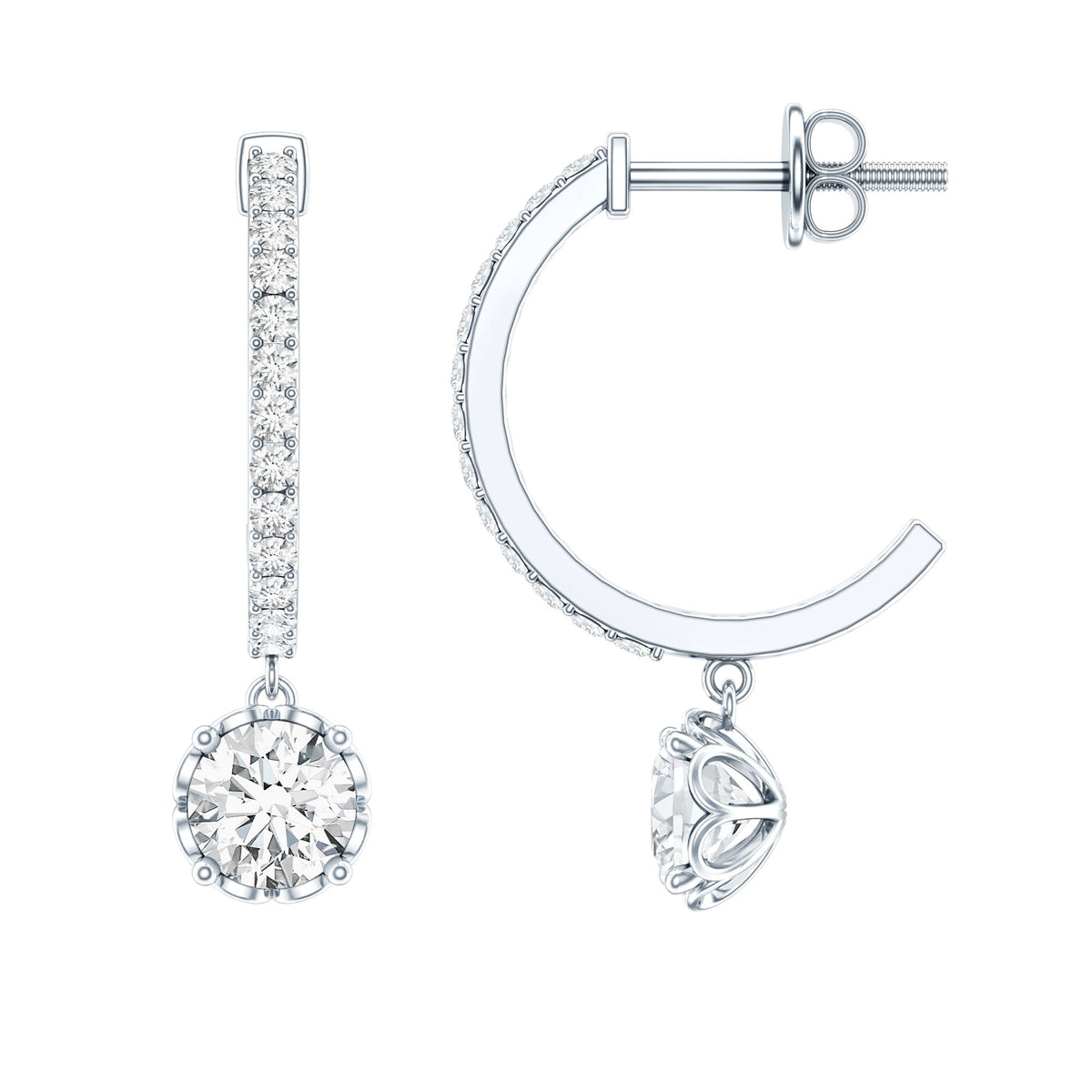 Lab Grown Diamond Minimal Hoop Drop Earrings