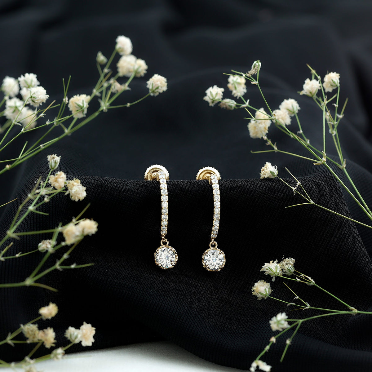 Lab Grown Diamond Minimal Hoop Drop Earrings