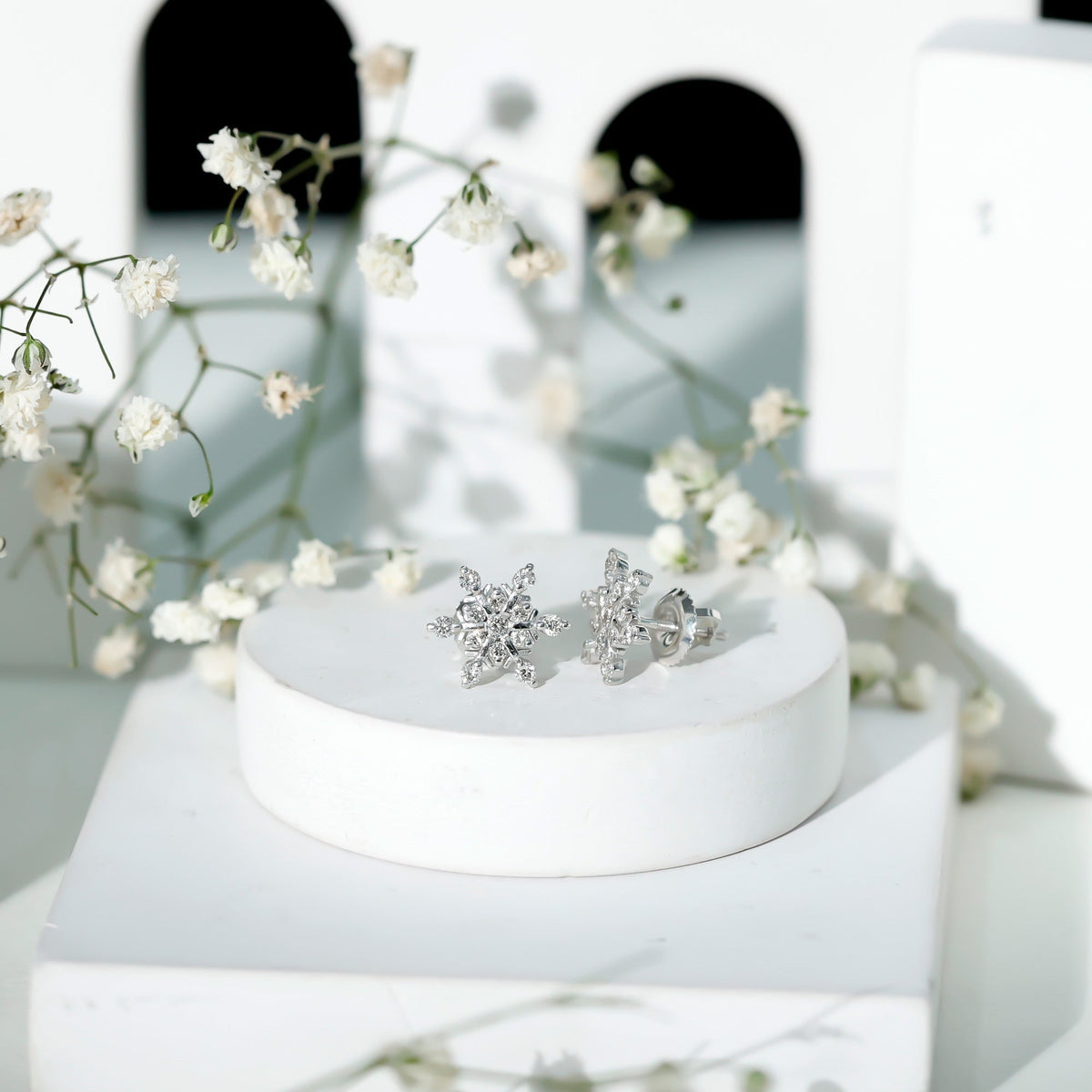 Certified Diamond Snowflake Stud Earrings with Screw Back