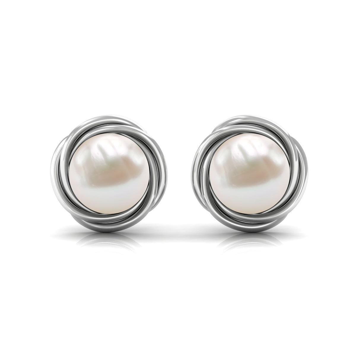 Genuine Freshwater Pearl Swirl Earrings with Screw Back