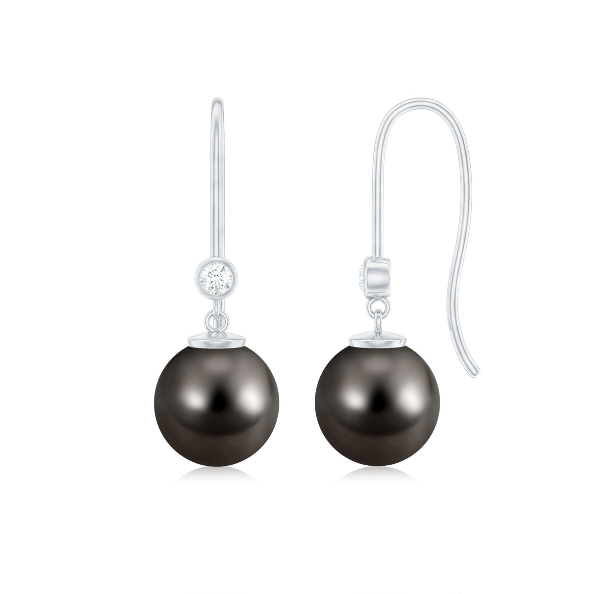 16 Carat Tahitian Black Pearl Dangling Earrings with Diamond