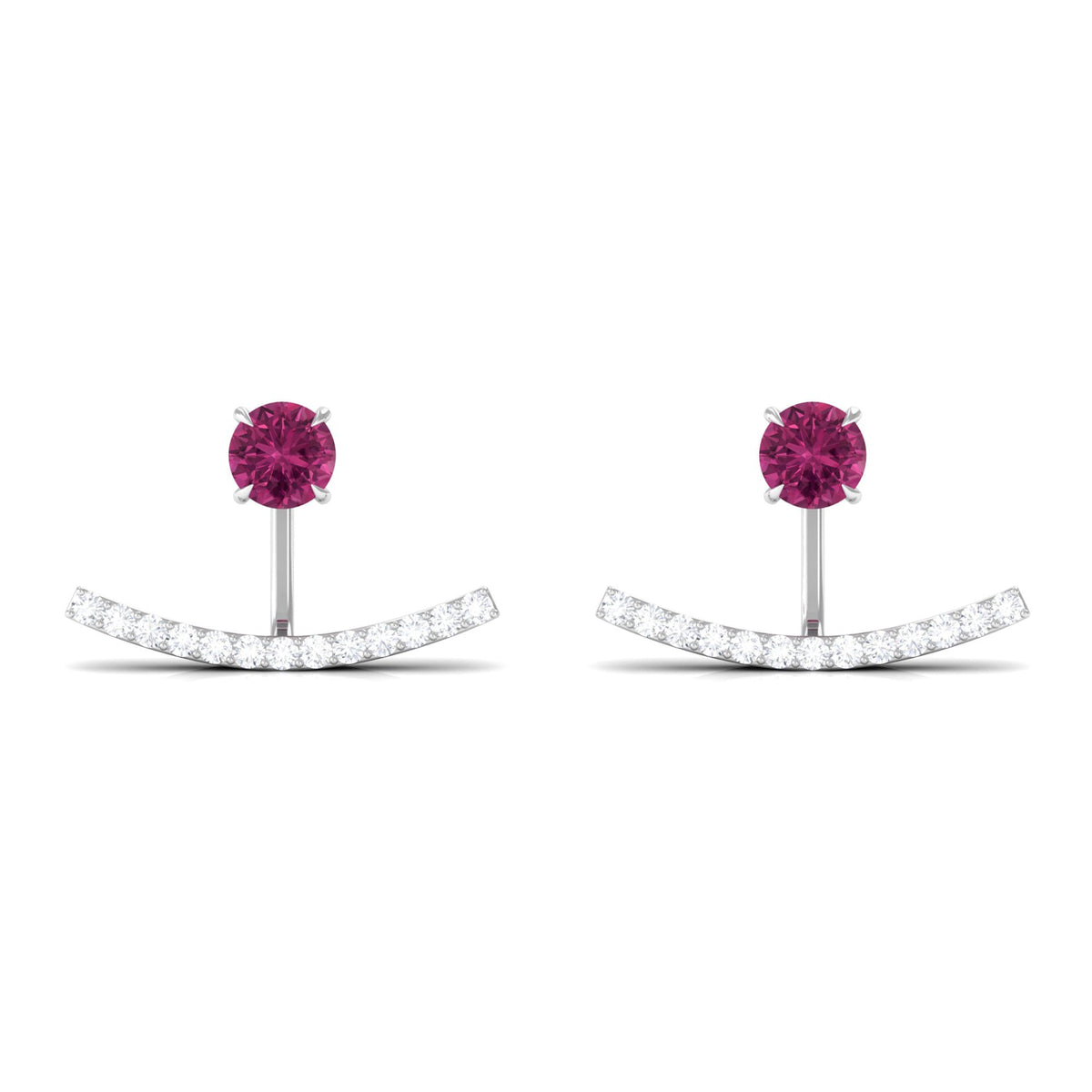 Classic Pink Tourmaline Jacket Earrings with Diamond