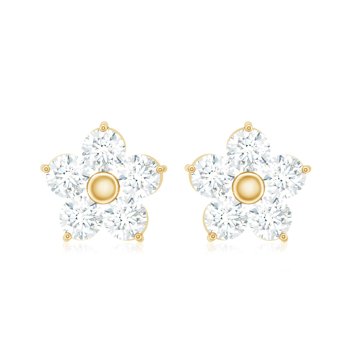 Natural Diamond Flower Stud Earrings