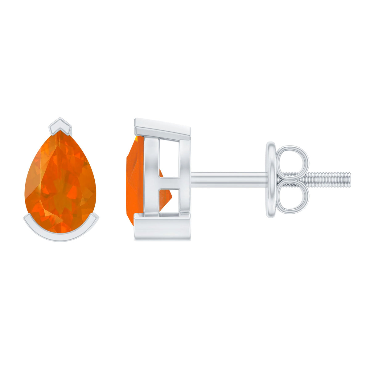 Natural 1 Carat Fire Opal Teardrop Stud Earrings