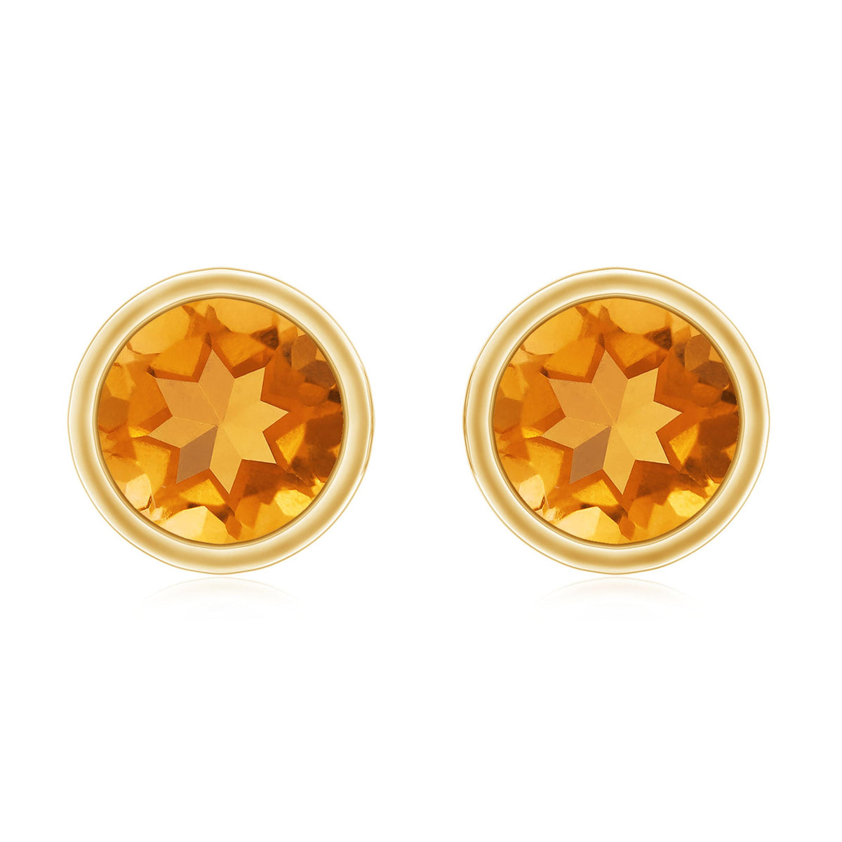 Solitaire 1 Carat Citrine Stud Earrings in Bezel Setting