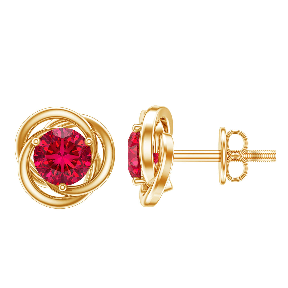 Lab Created Ruby Swirl Stud Earrings with Screw Back