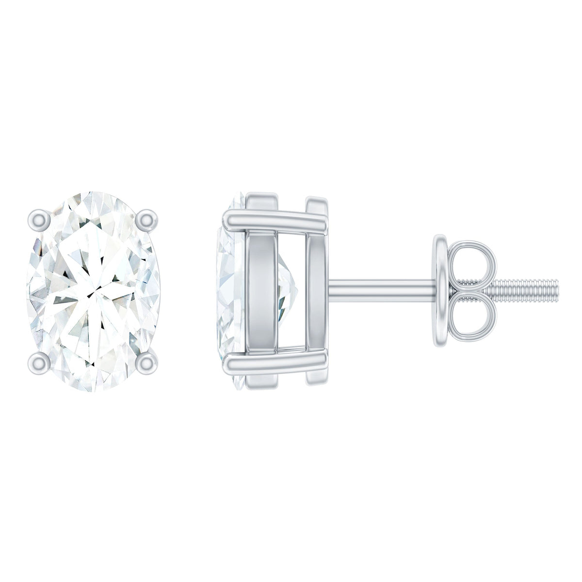 0.8 Carat Oval Shaped Lab Grown Diamond Solitaire Stud Earrings