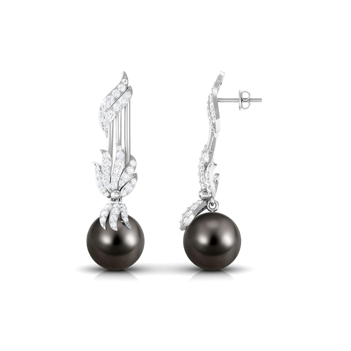 Designer 16 Carat Tahitian Pearl Dangle Earrings with Diamond