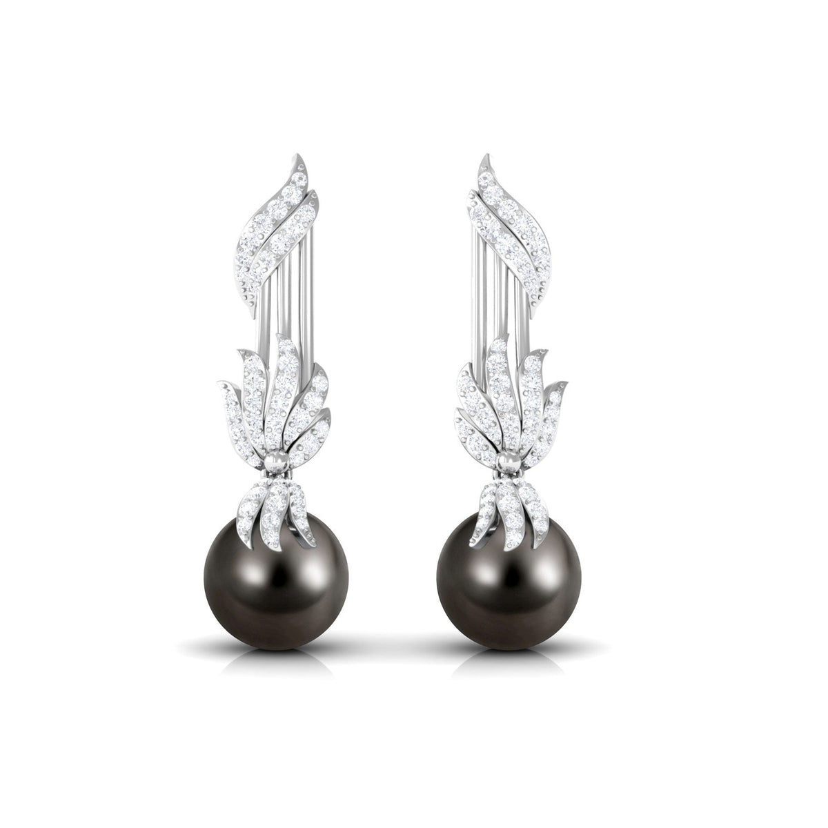 Designer 16 Carat Tahitian Pearl Dangle Earrings with Diamond