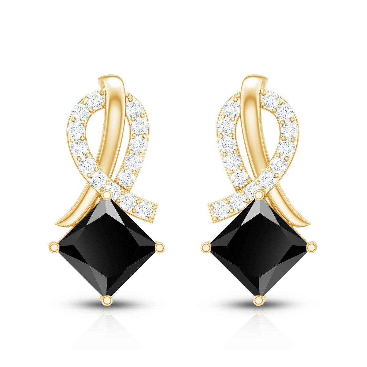 Lab Grown Black Diamond Minimal Stud Earrings With Screw Back