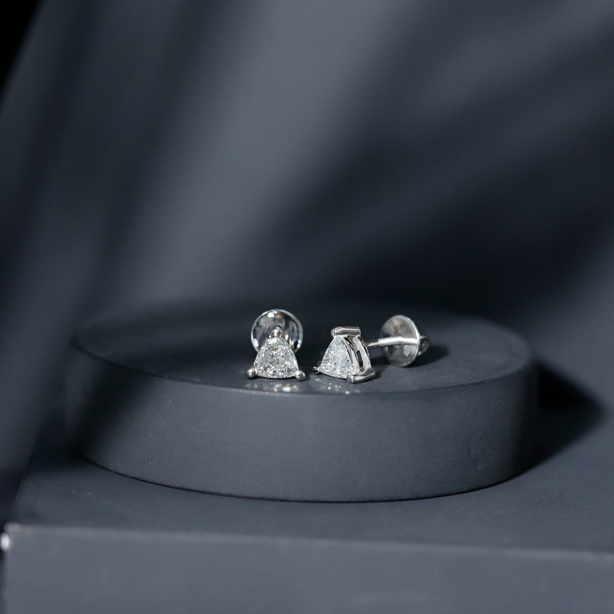 Trilliant Cut 0.8 Carat Lab Grown Diamond Solitaire Stud Earrings