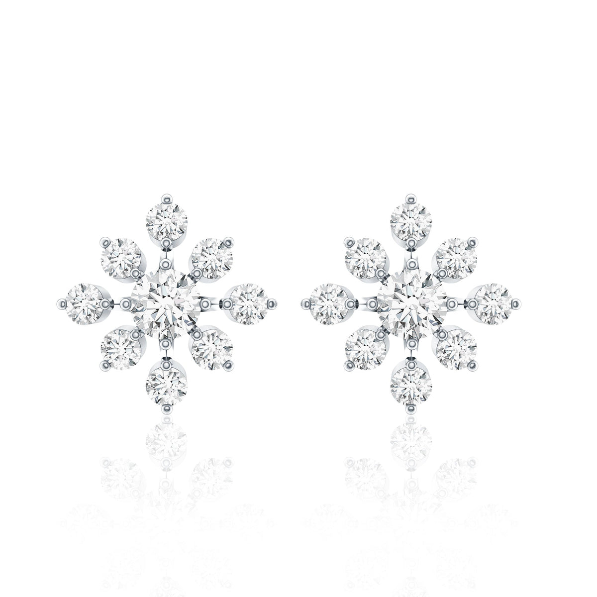 Round Cut Diamond Flower Stud Earrings for Women