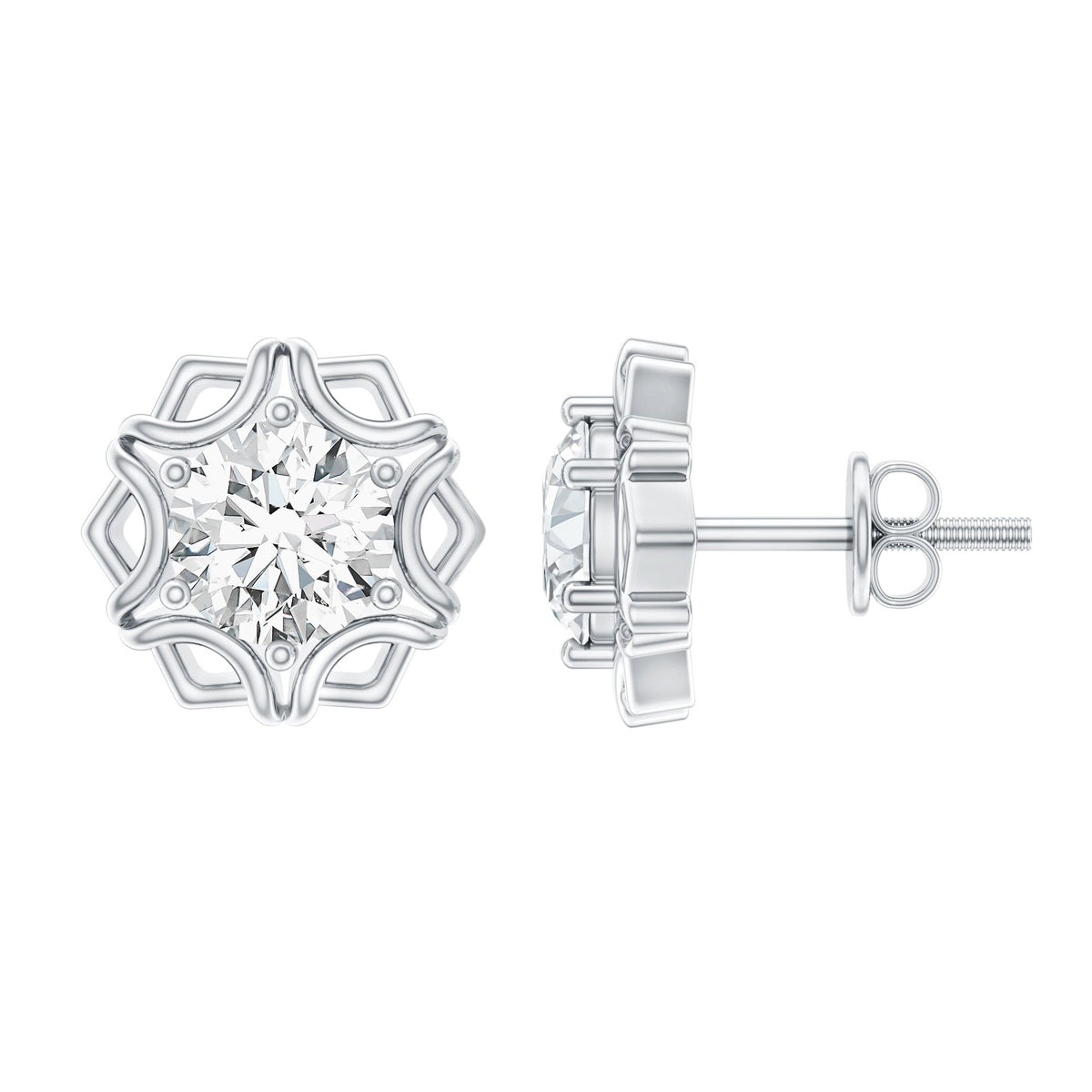 Lab Grown Diamond 1.9 Carat Stud Earrings With Screw Back