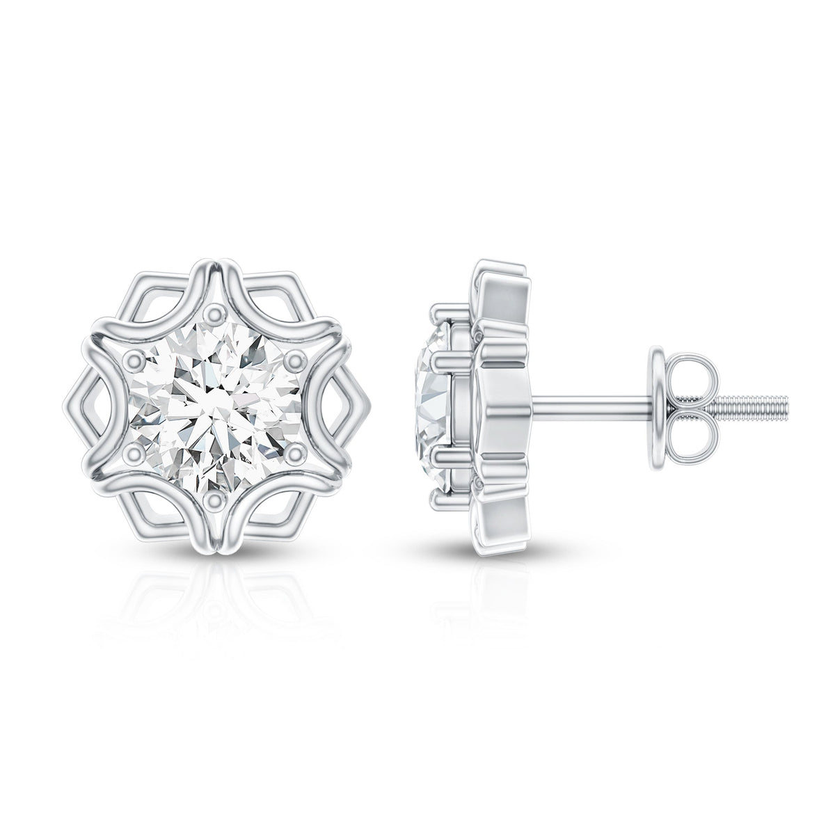 Lab Grown Diamond 1.9 Carat Stud Earrings With Screw Back