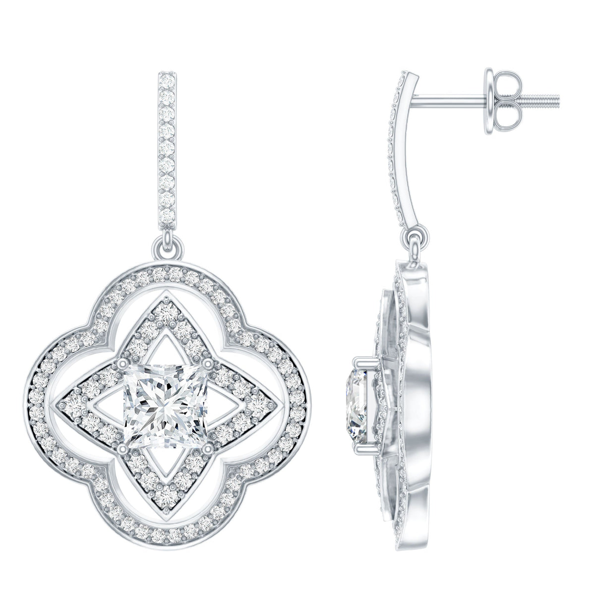 Certified Lab Grown Diamond Floral Drop Earrings