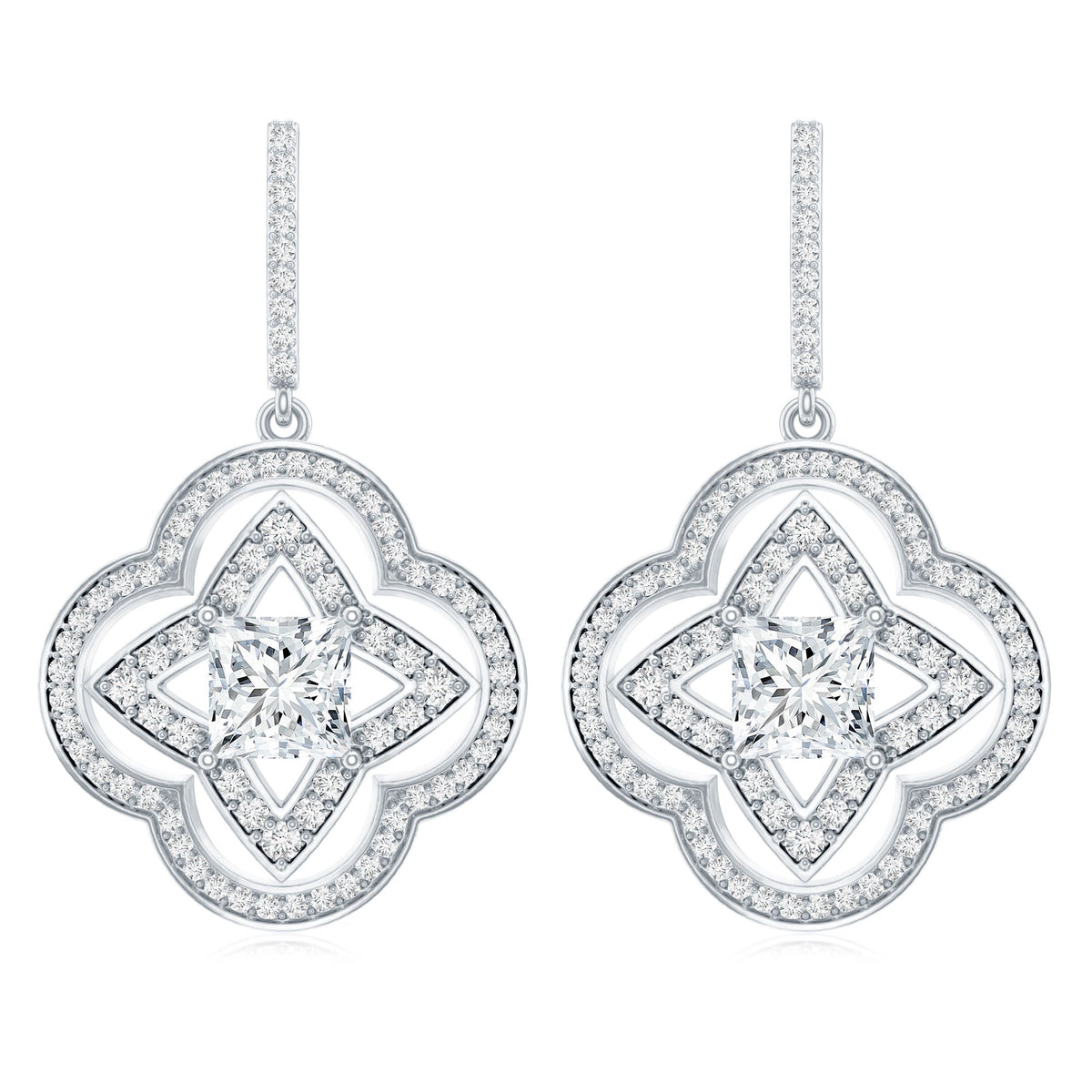 Certified Lab Grown Diamond Floral Drop Earrings