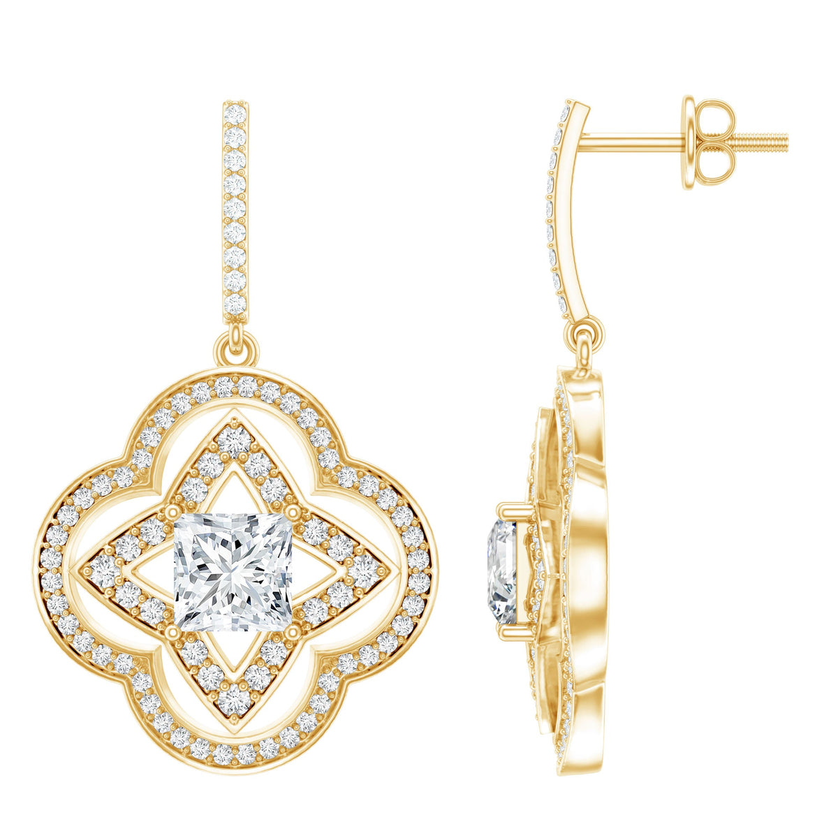 Certified Lab Grown Diamond Floral Drop Earrings