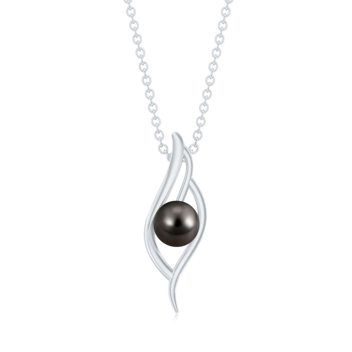 8 Carat Solitaire Black Pearl Leaf Pendant Necklace