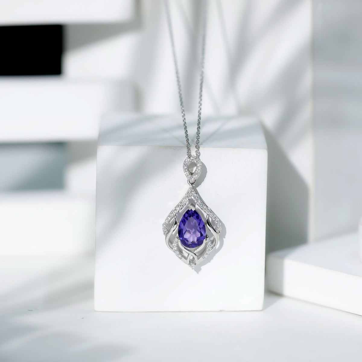 Lab Grown Blue Sapphire Designer Bridal Necklace with Diamond