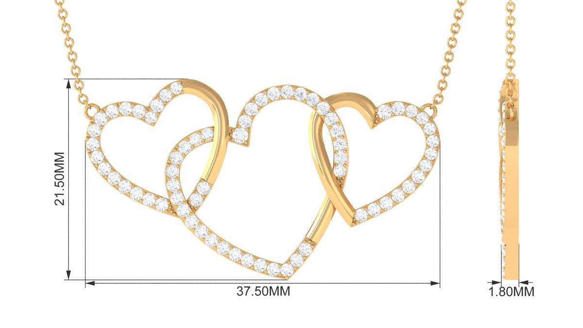 Certified Diamond Three Heart Necklace