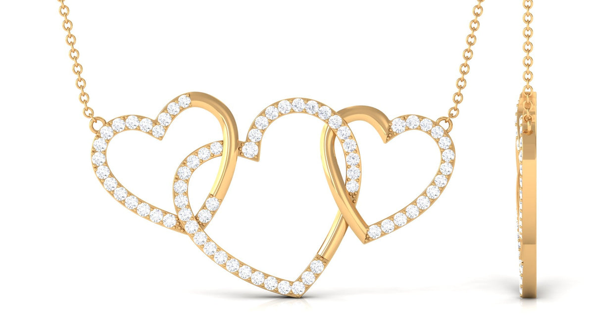 Certified Diamond Three Heart Necklace