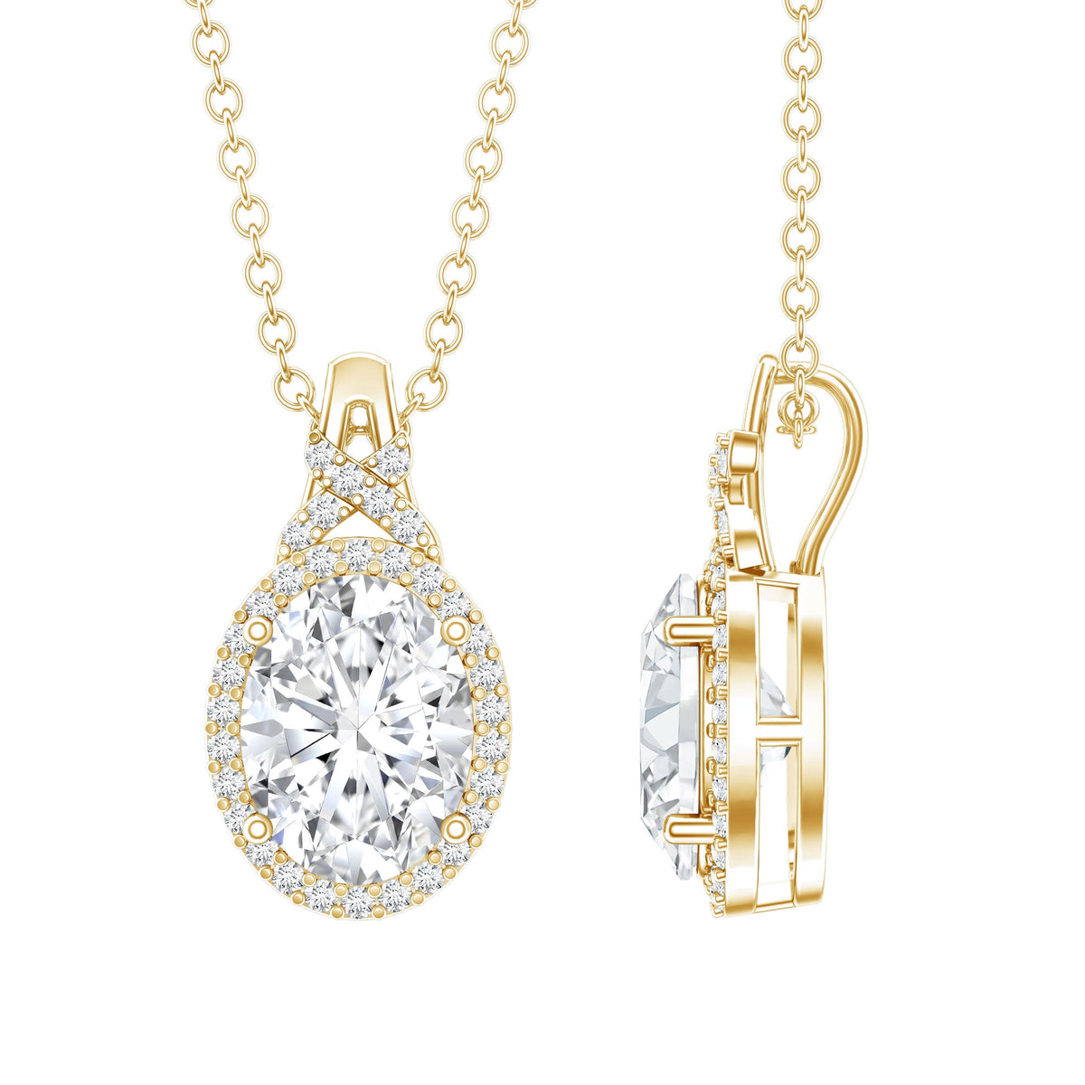 Lab Grown Diamond Vintage Style Pendant With Halo