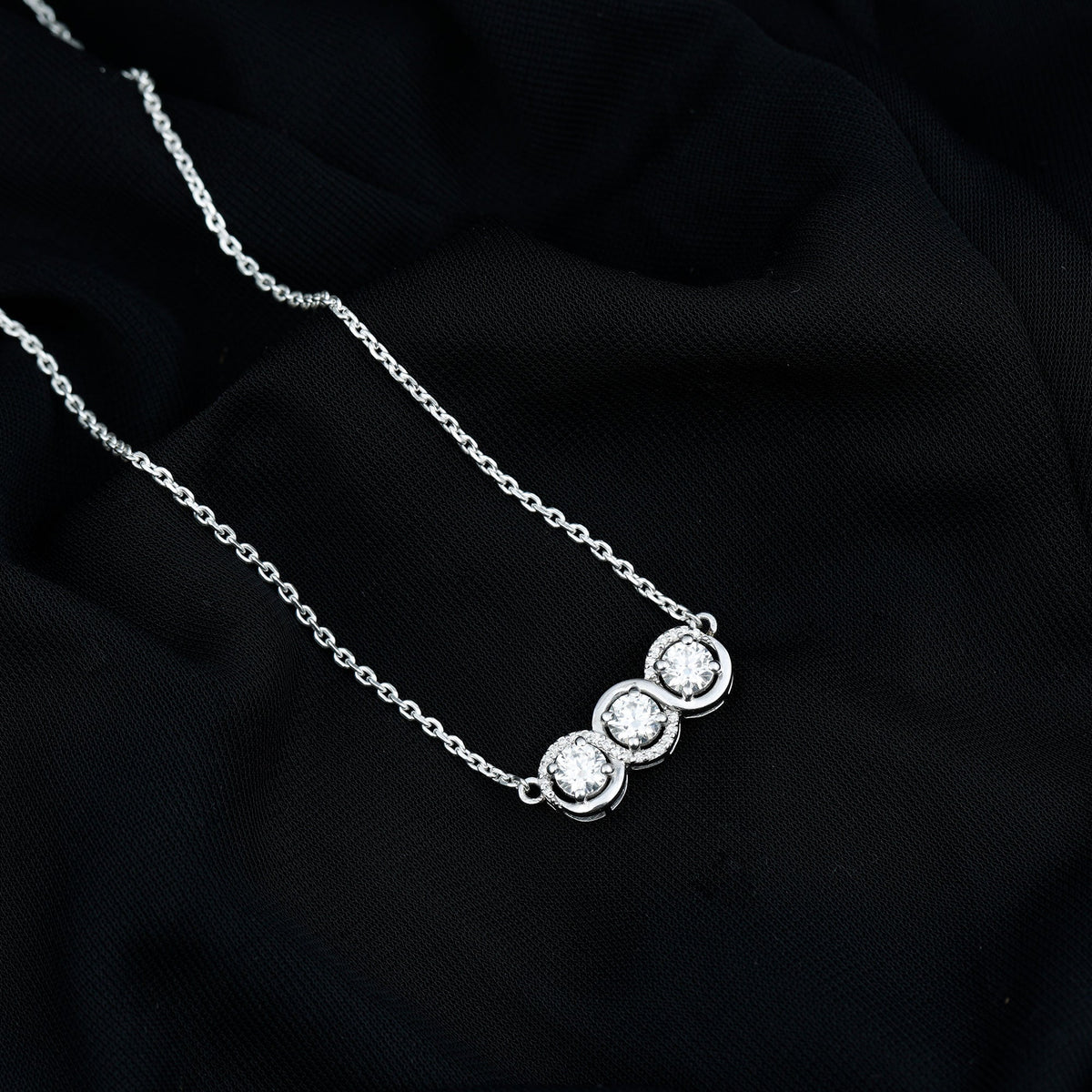 Certified Lab Grown Diamond 3 Stone Necklace For Her