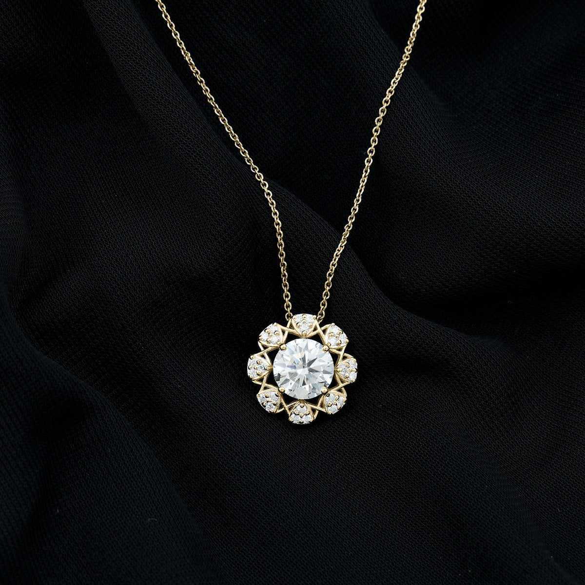 Certified 2 Carat Lab Grown Diamond Designer Solitaire Necklace