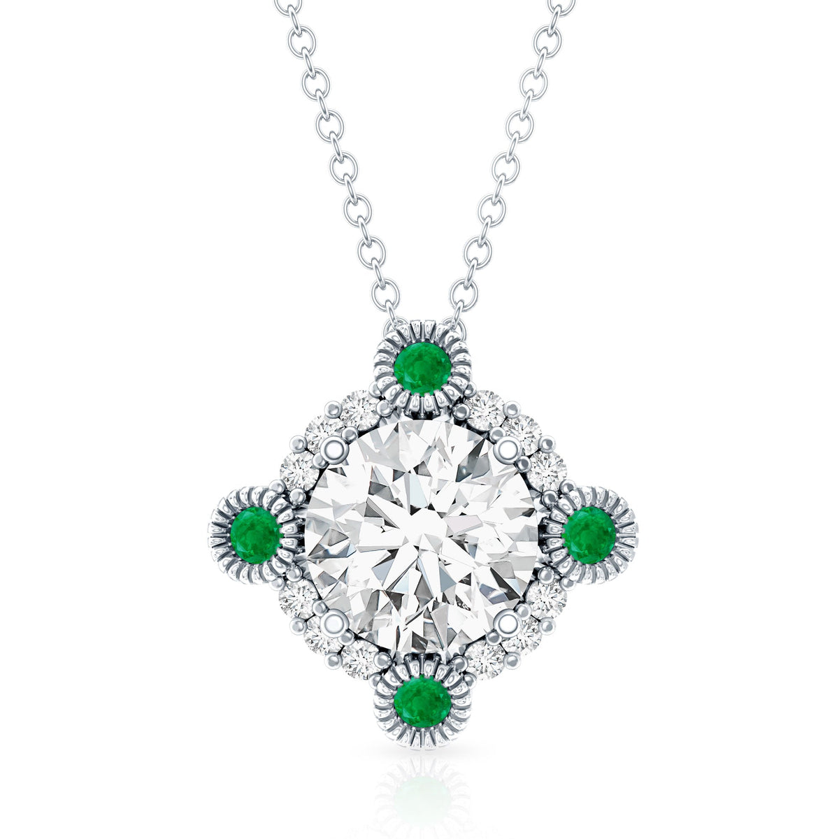 Lab Grown Diamond Bridal Necklace With Emerald