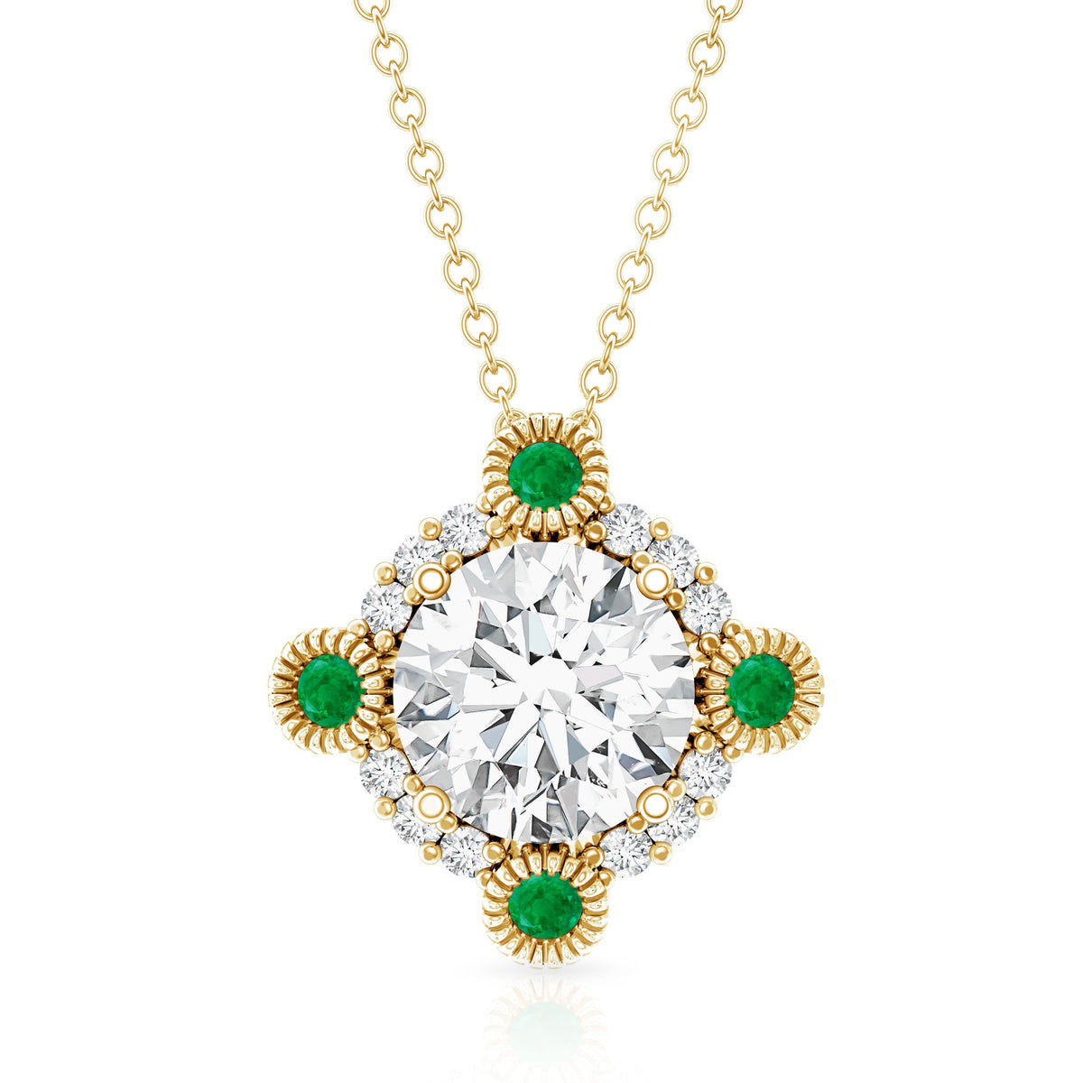 Lab Grown Diamond Bridal Necklace With Emerald