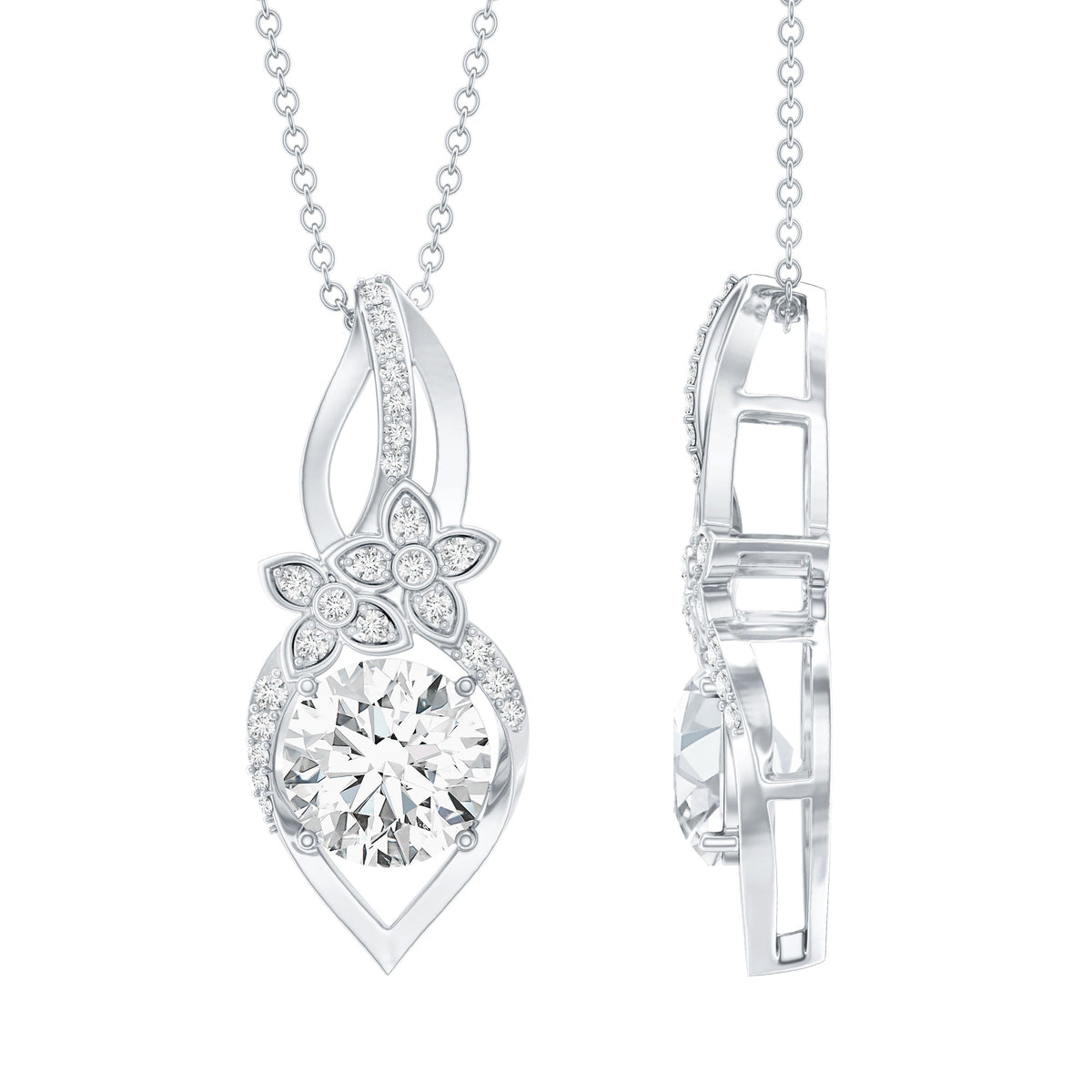 Lab Grown Diamond Flower Statement Necklace