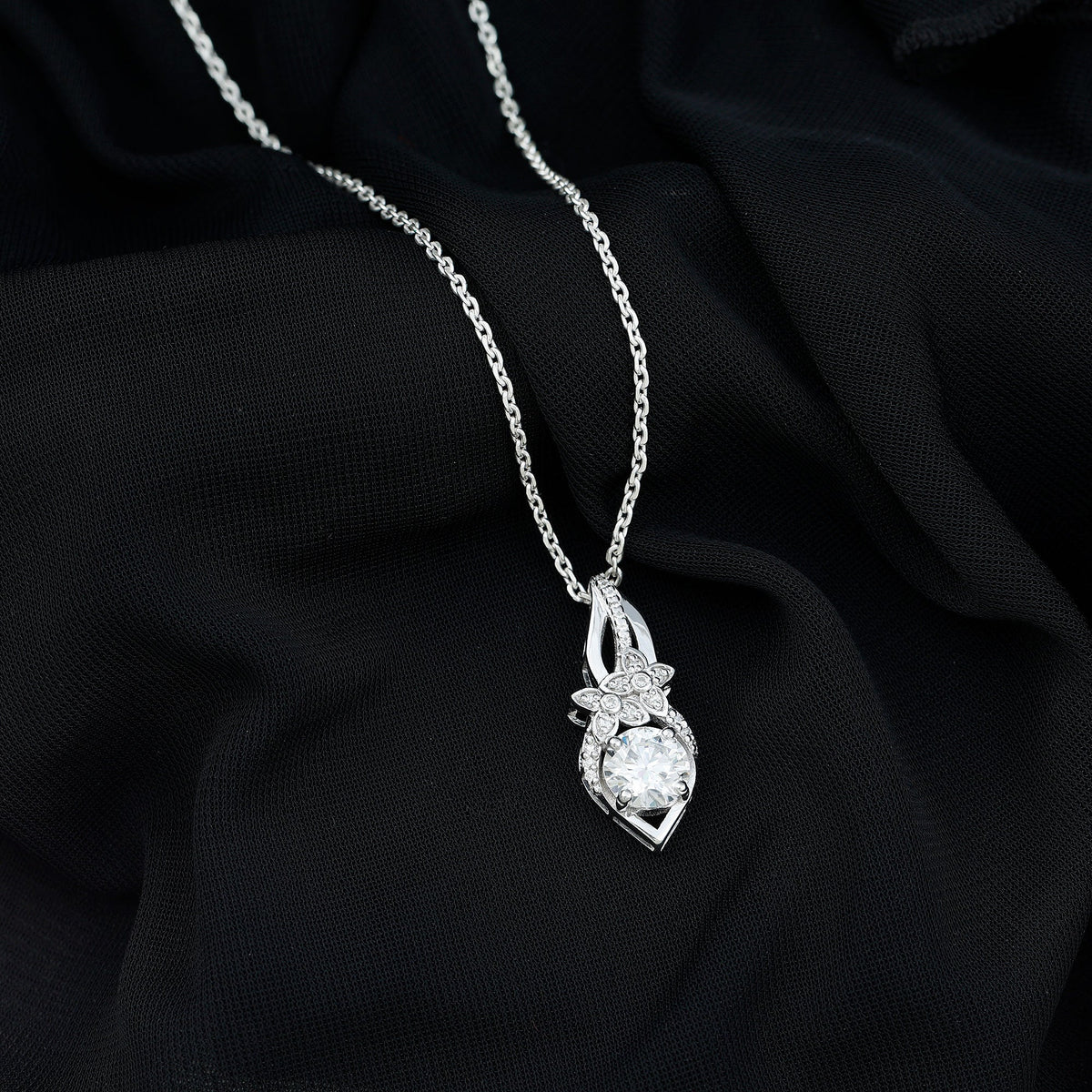 Lab Grown Diamond Flower Statement Necklace