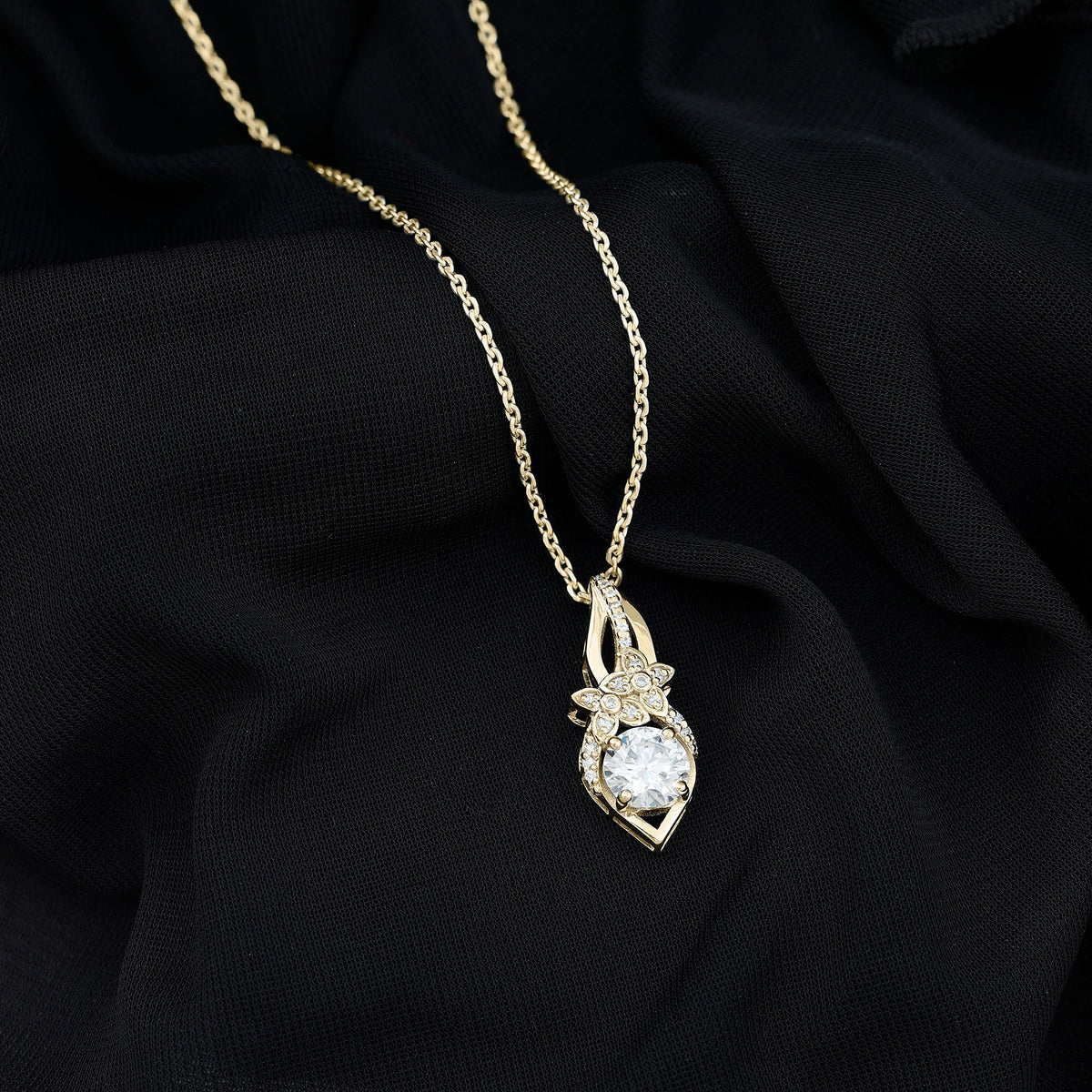 Lab Grown Diamond Flower Statement Necklace