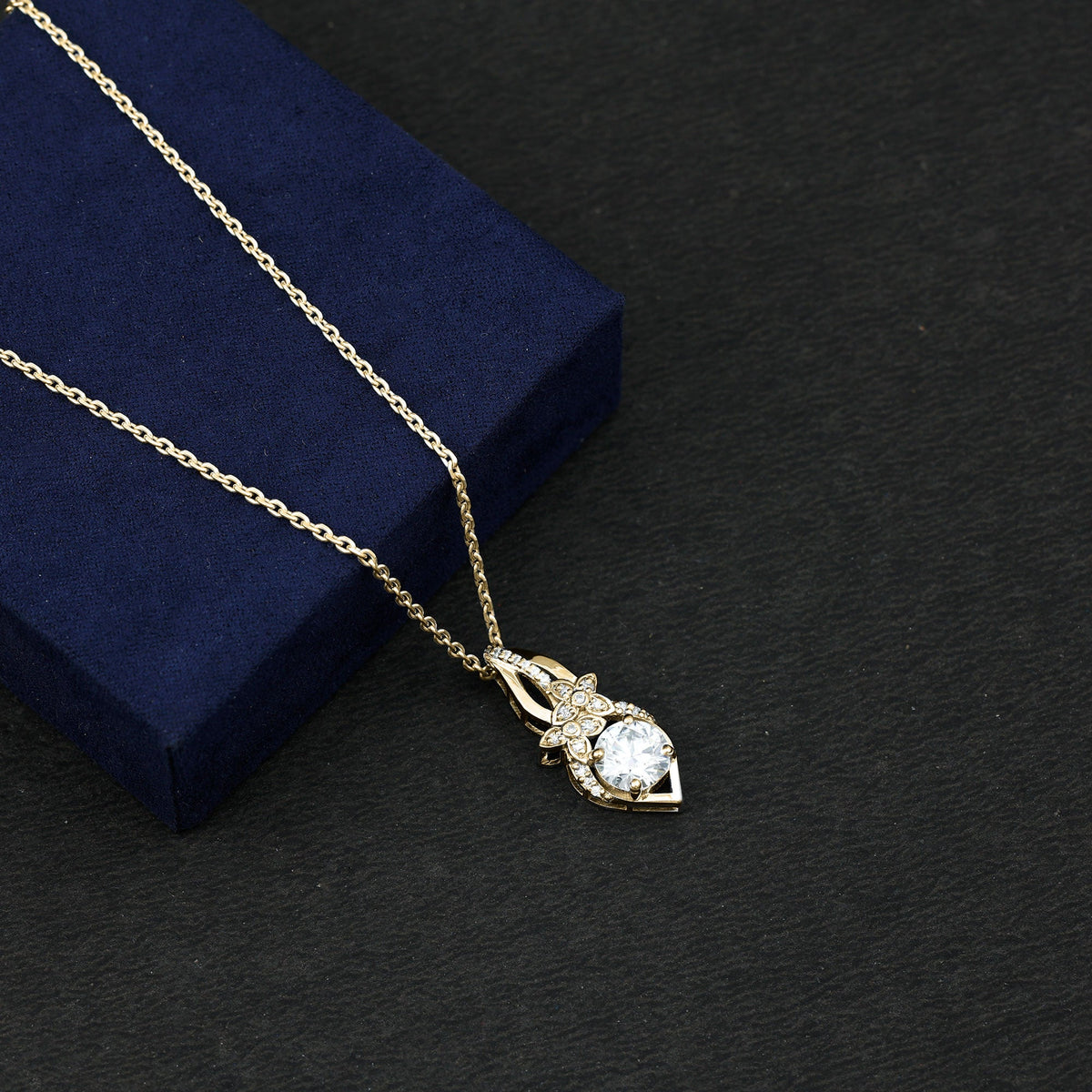 Lab Grown Diamond Flower Statement Necklace