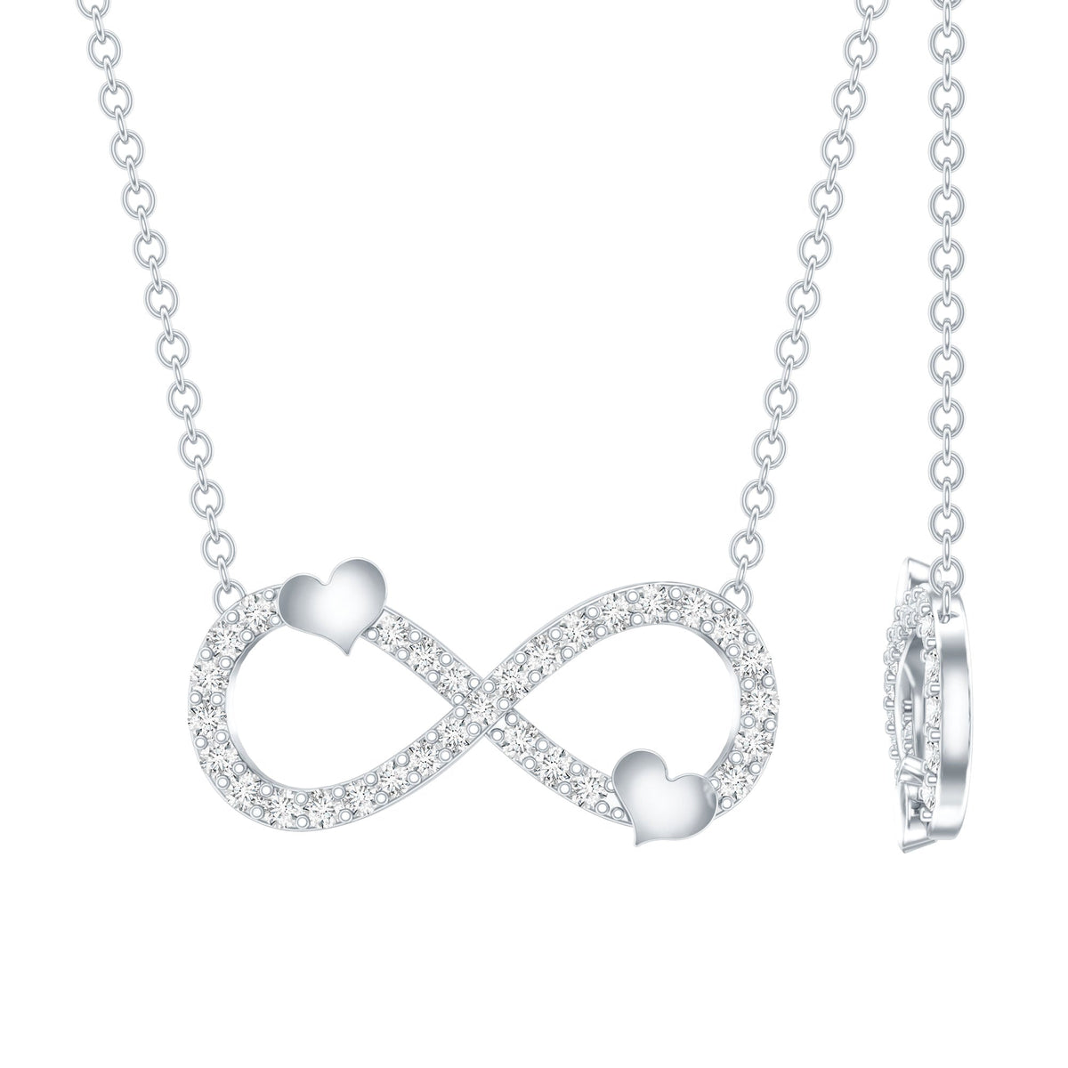 Lab Grown Diamond Infinity Knot Necklace With Cute Heart