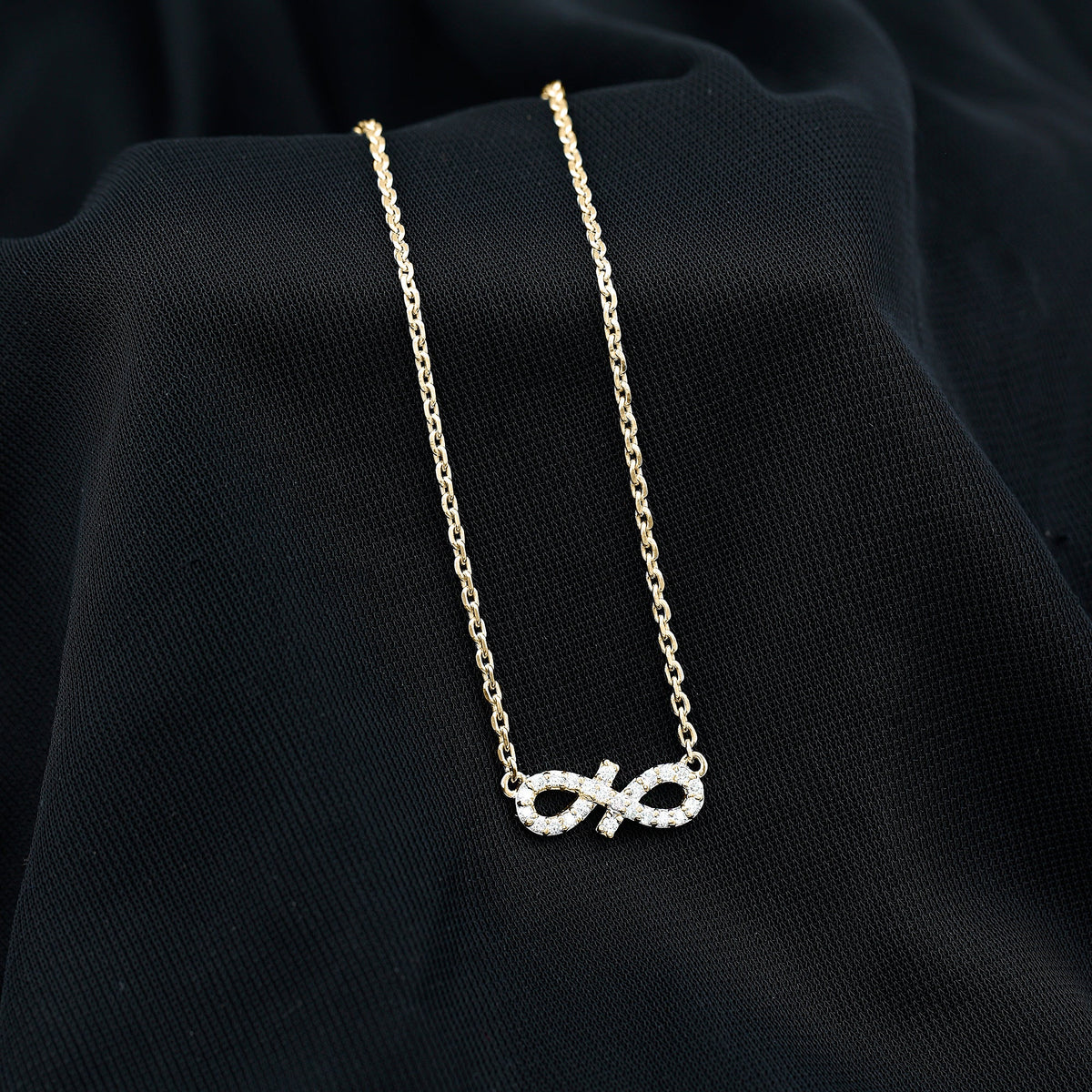 Pave Set Lab Grown Diamond Sideways Infinity Necklace