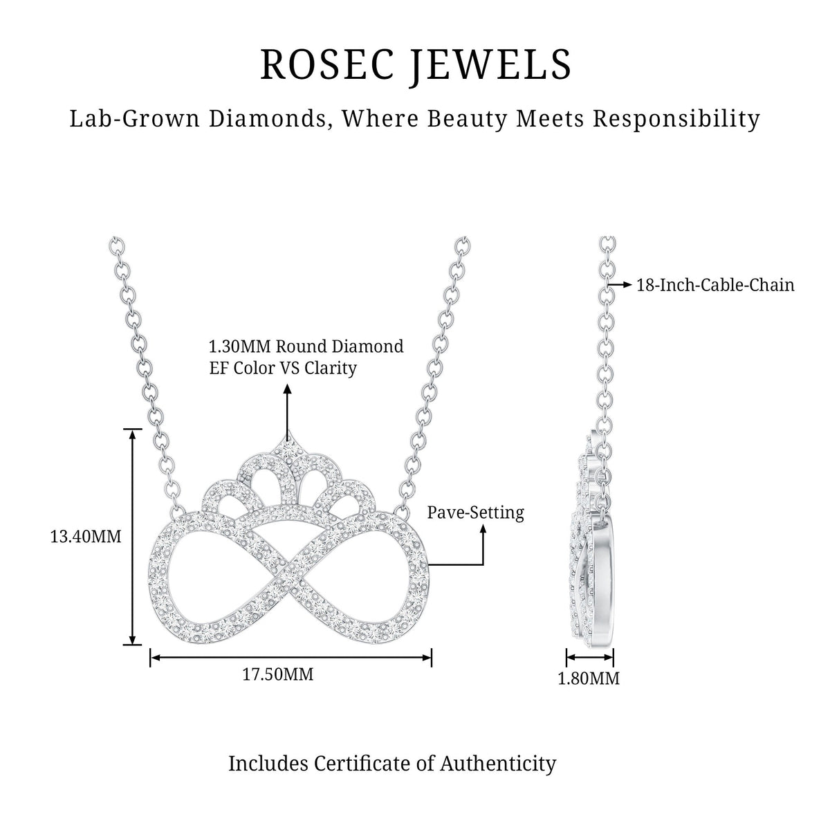 Lab Grown Diamond Crown Statement Necklace