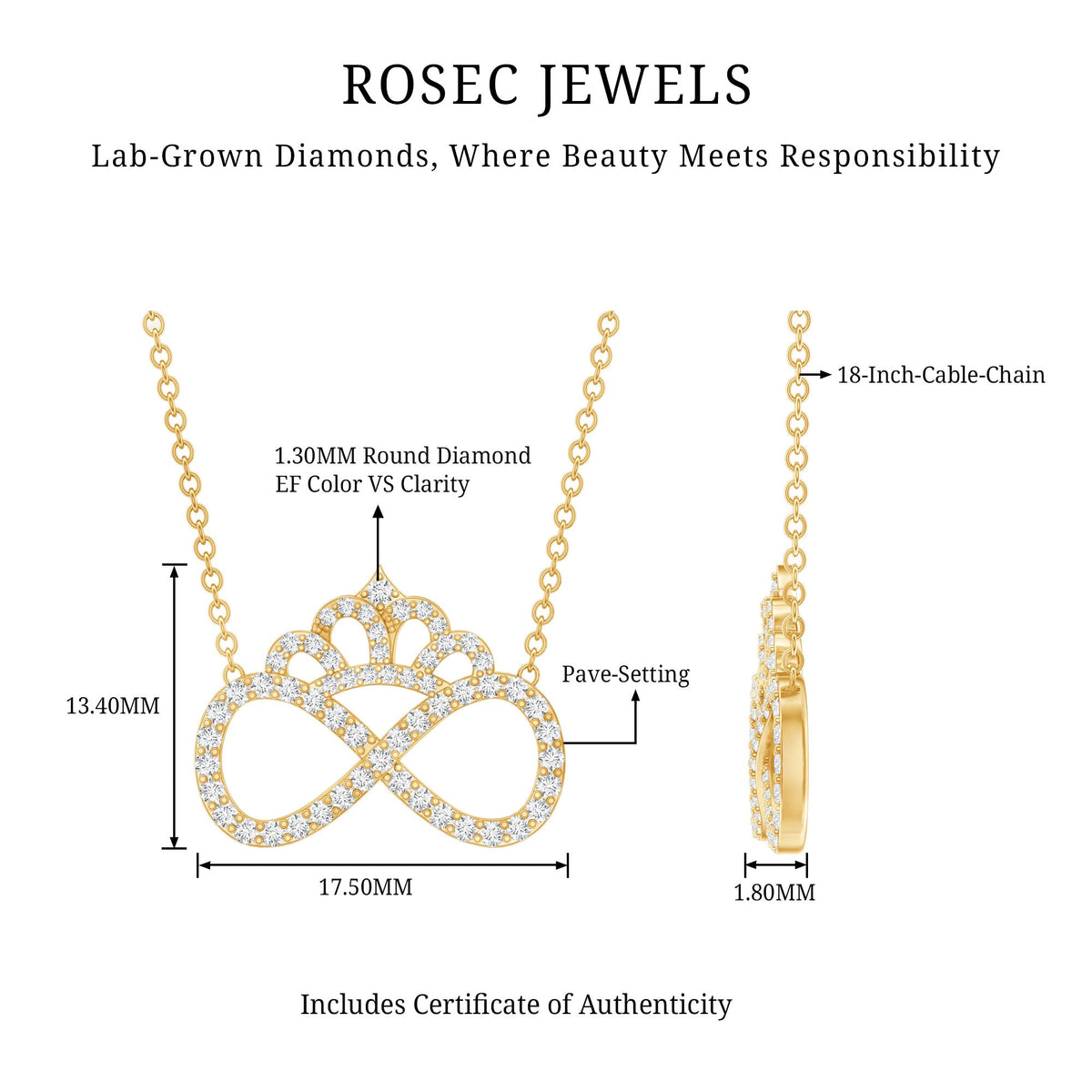 Lab Grown Diamond Crown Statement Necklace