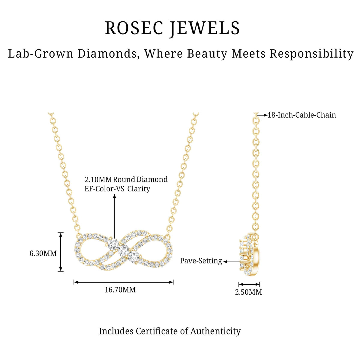Certified Lab Grown Diamond Double Infinity Symbol Necklace