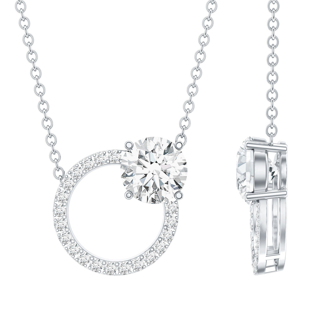 Certified Lab 0.9 Carat Diamond Circle Of Life Necklace
