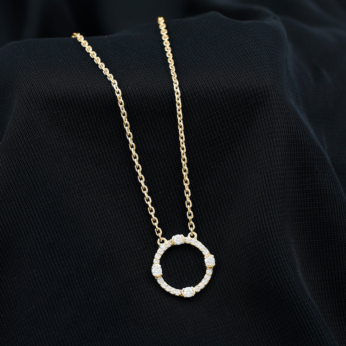 Certified Lab Grown Diamond Half Bezel Set Open Circle Necklace