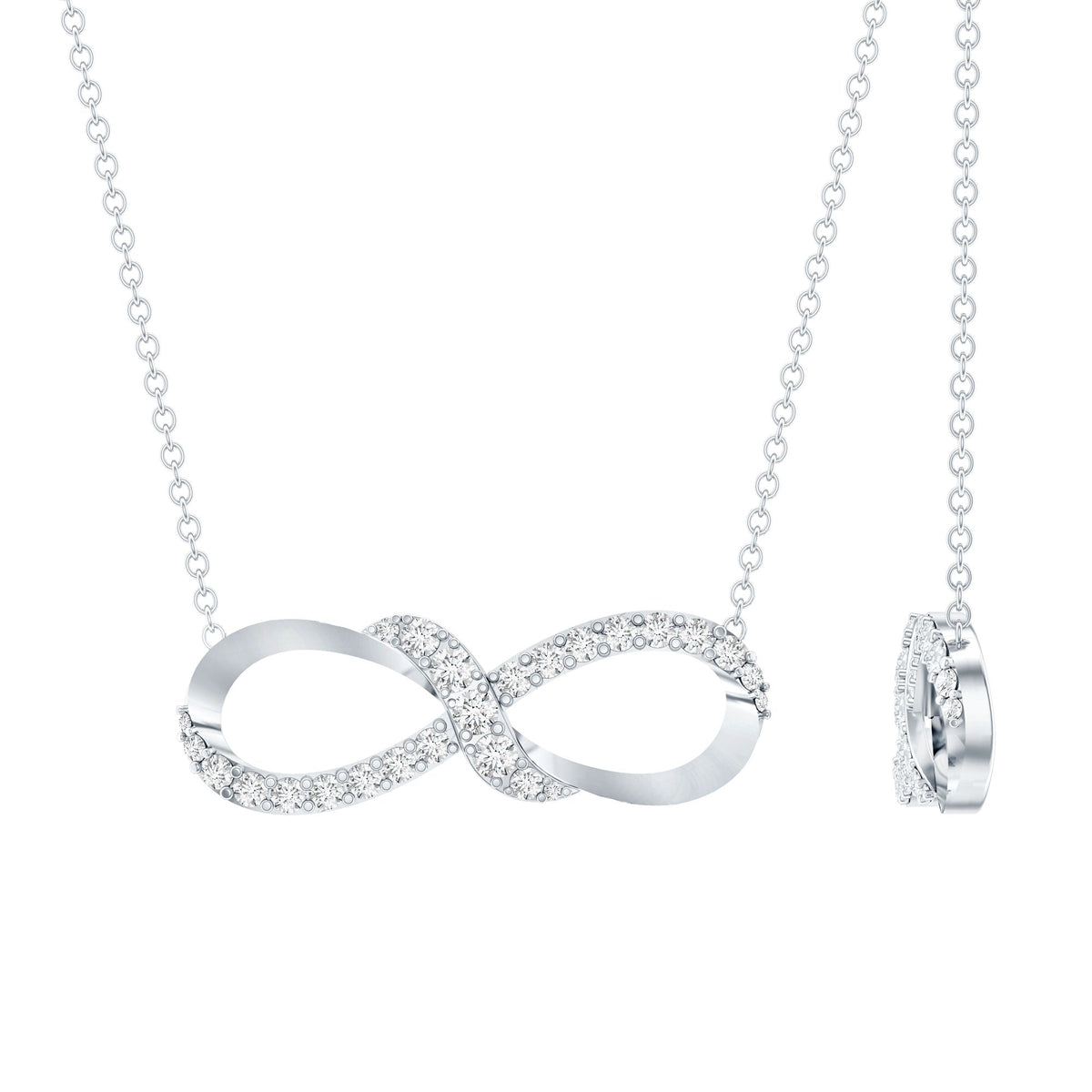 Lab Grown Diamond Infinity Knot Necklace with Accent