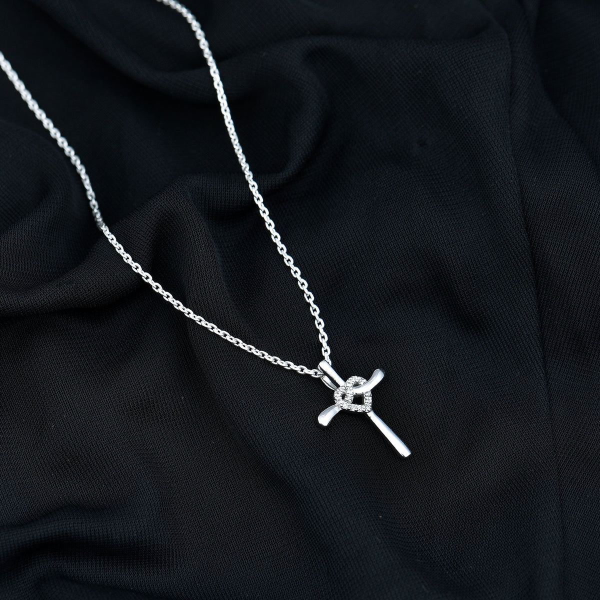 Certified Lab Grown Diamond Catholic Cross Heart Necklace