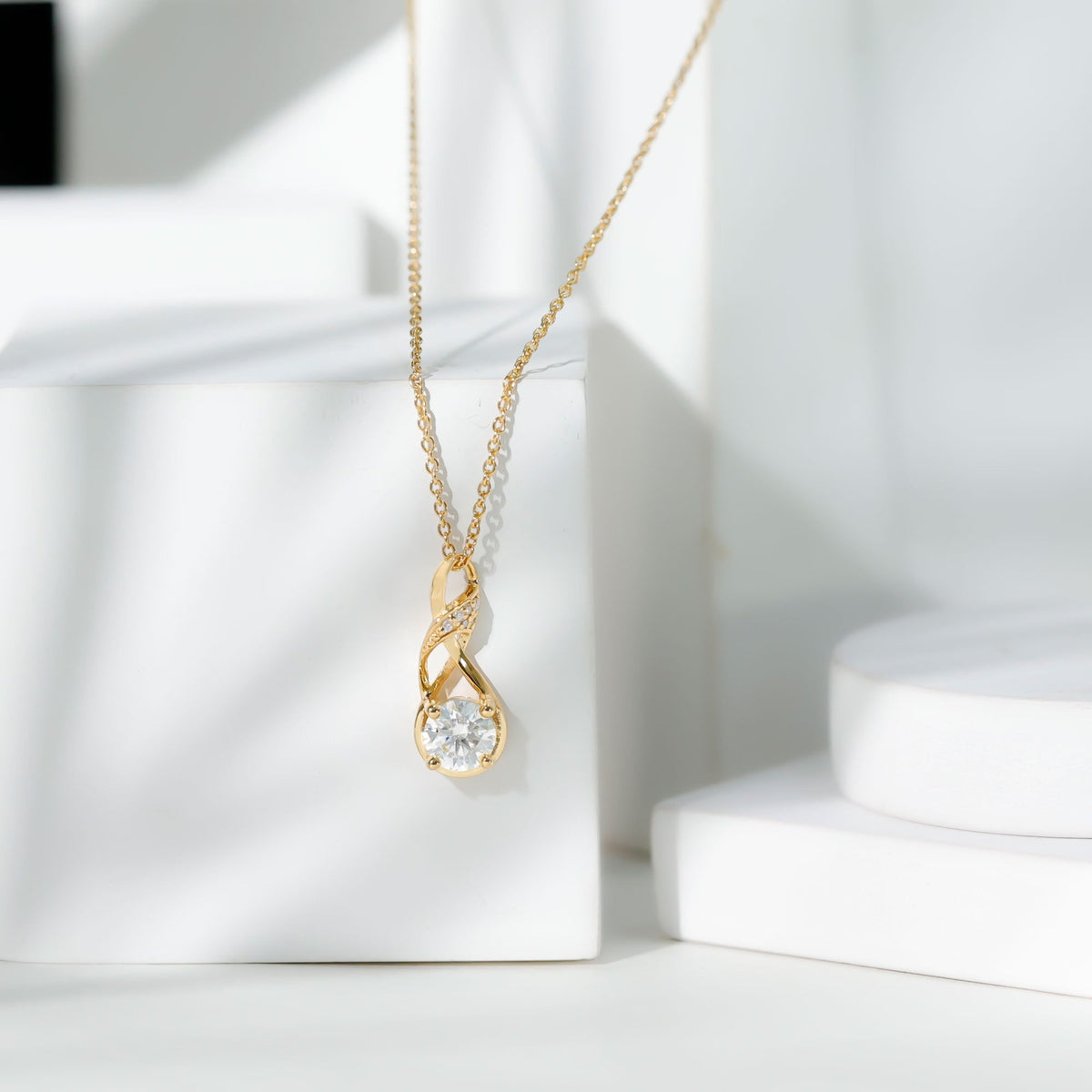 Certified Lab 0.9 Carat Round Diamond Infinity Pendant Necklace
