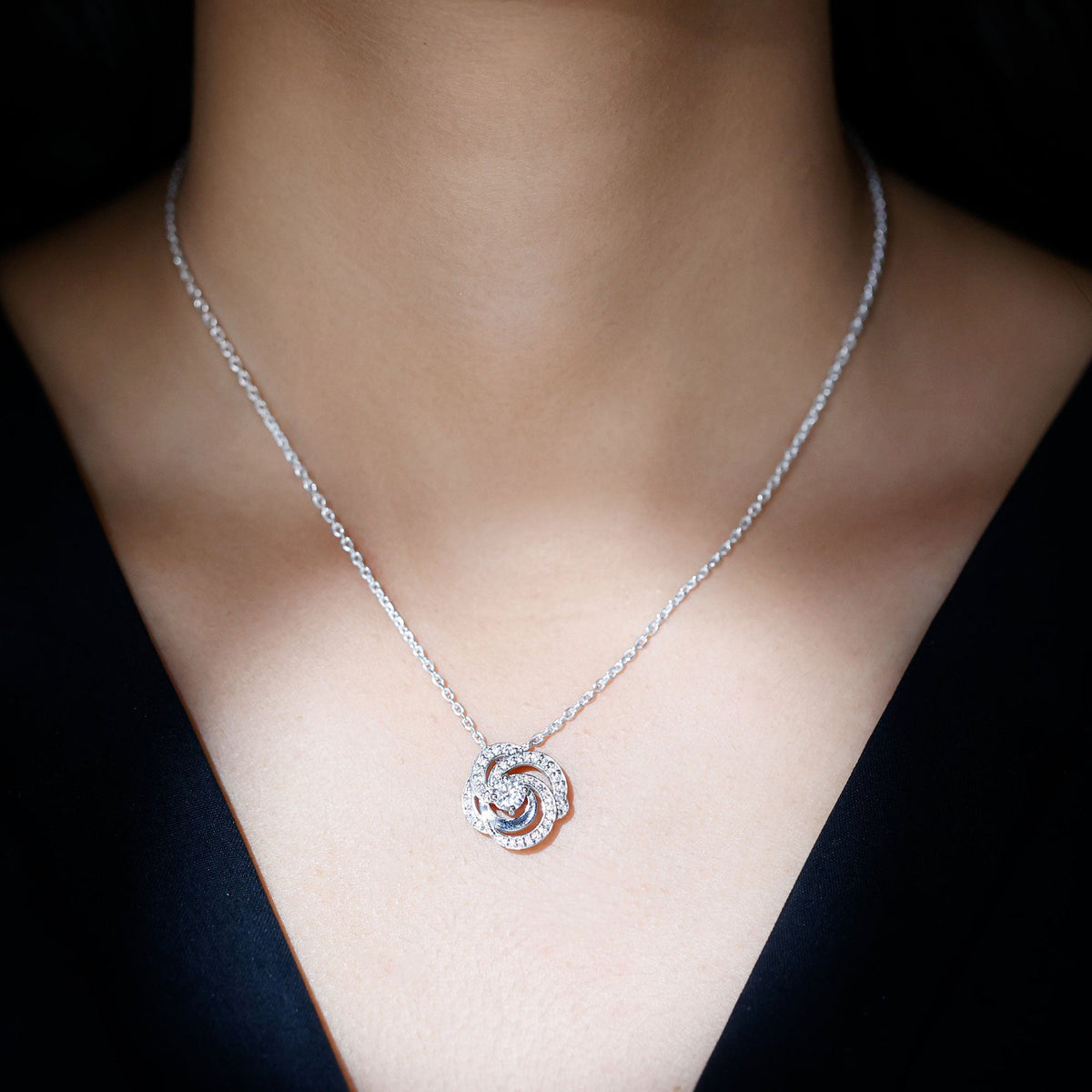 Lab Grown Diamond Prong Set Flower Pendant Necklace