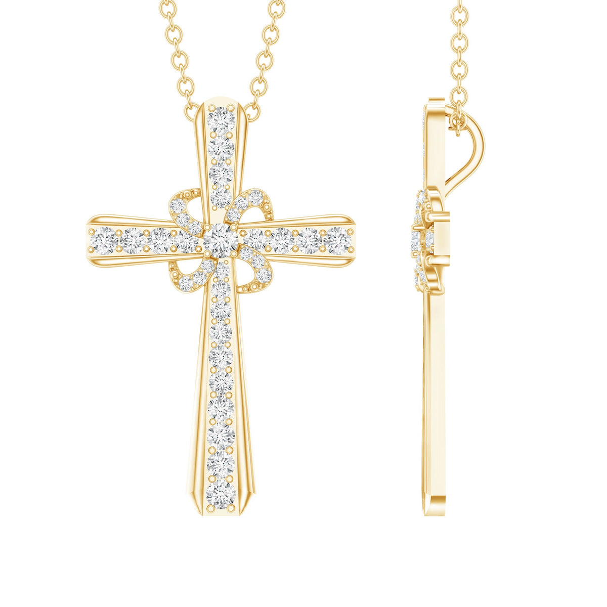 Lab Grown Diamond Catholic Cross Necklace
