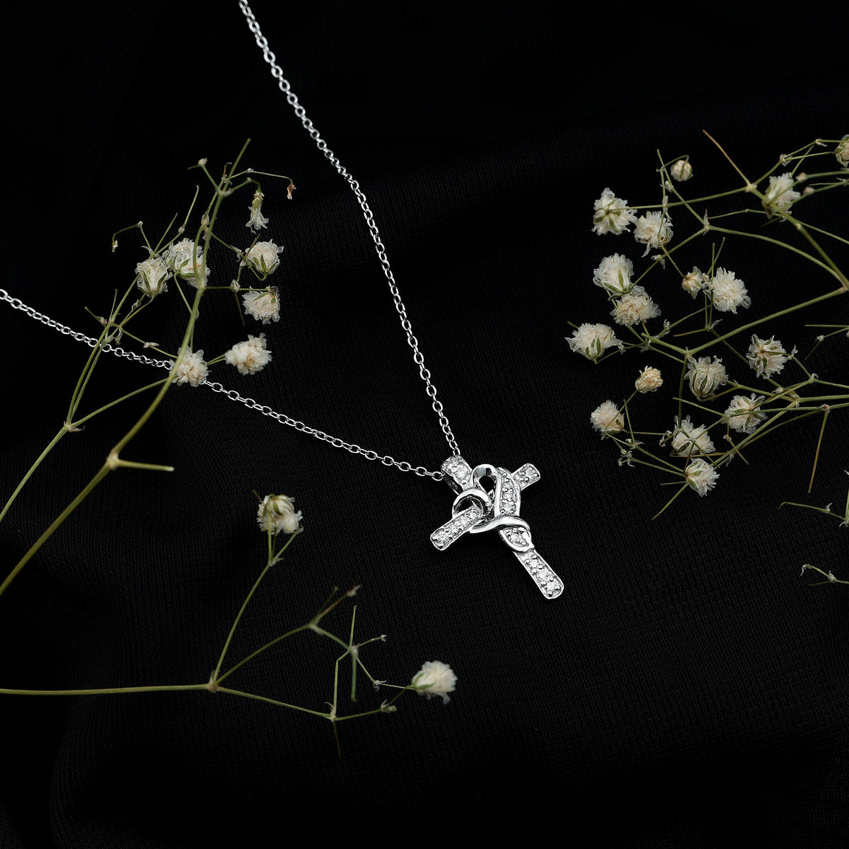 Certified Lab Grown Diamond Heart Cross Necklace