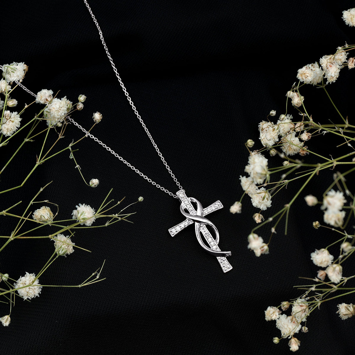 Certified Lab Grown Diamond Accent Cross Infinity Necklace