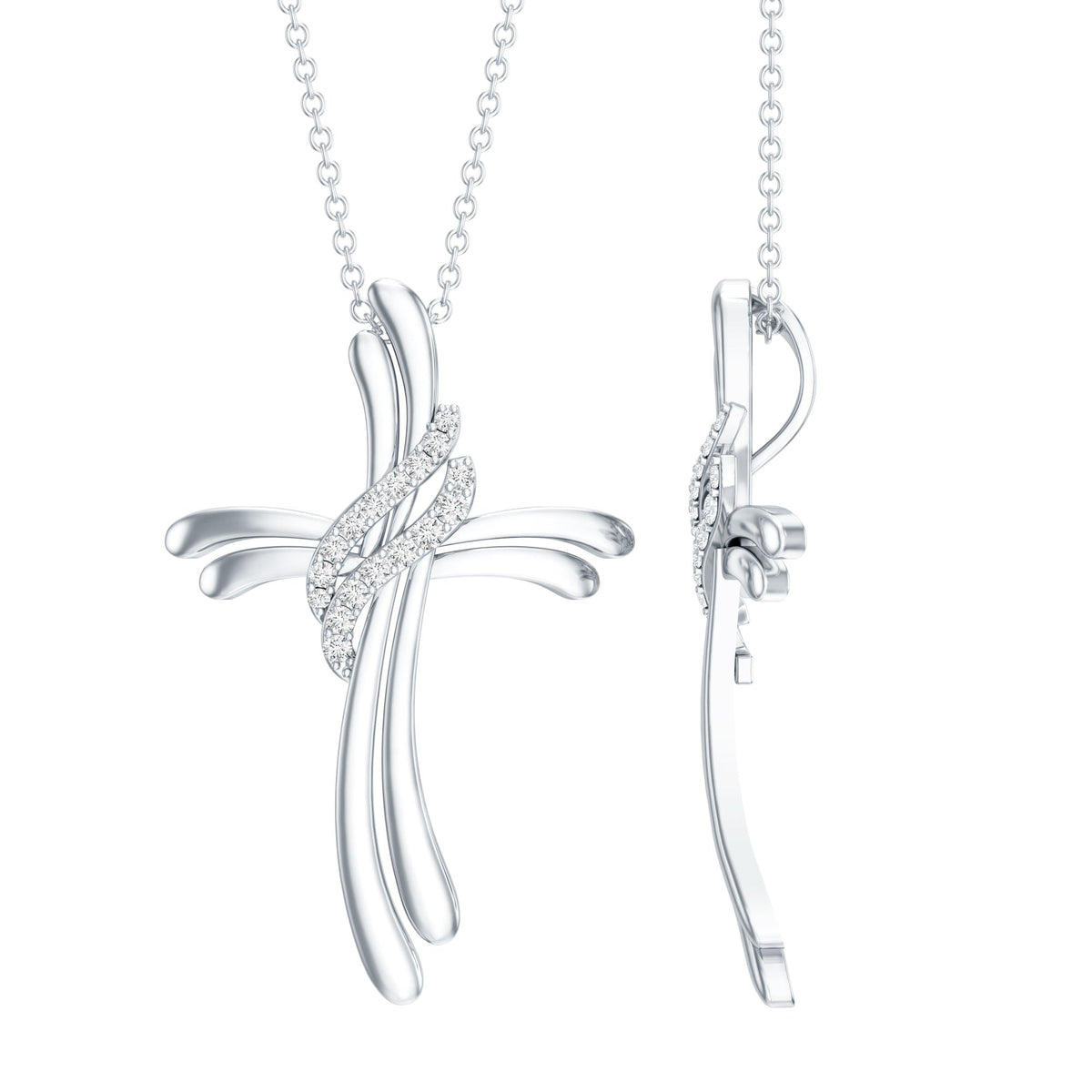 Lab Grown Diamond Designer Catholic Cross Necklace