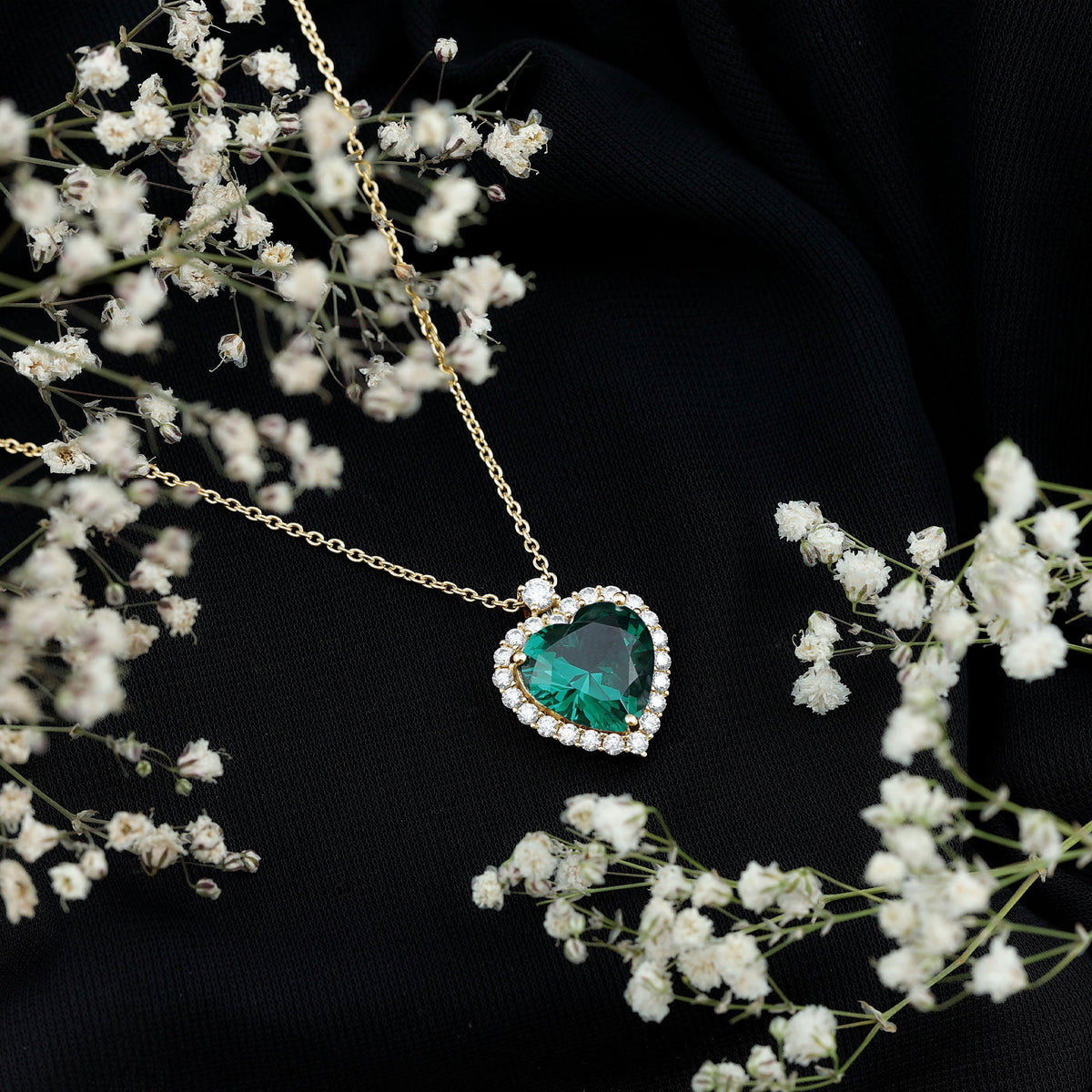 Lab Created 5.6 Carat Emerald Moissanite Heart Pendant Necklace